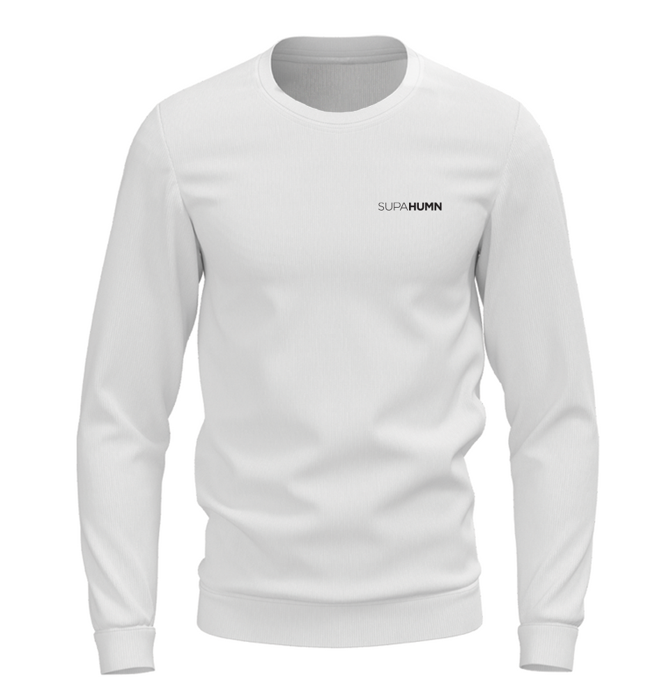SUPAHUMN White Pullover Sweater Mens - Front View - Gym Wear South Africa