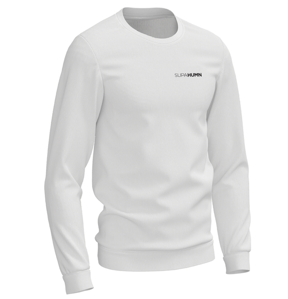 SUPAHUMN White Pullover Sweater Mens - Three Quarter View - Premium Athletic Apparel South Africa