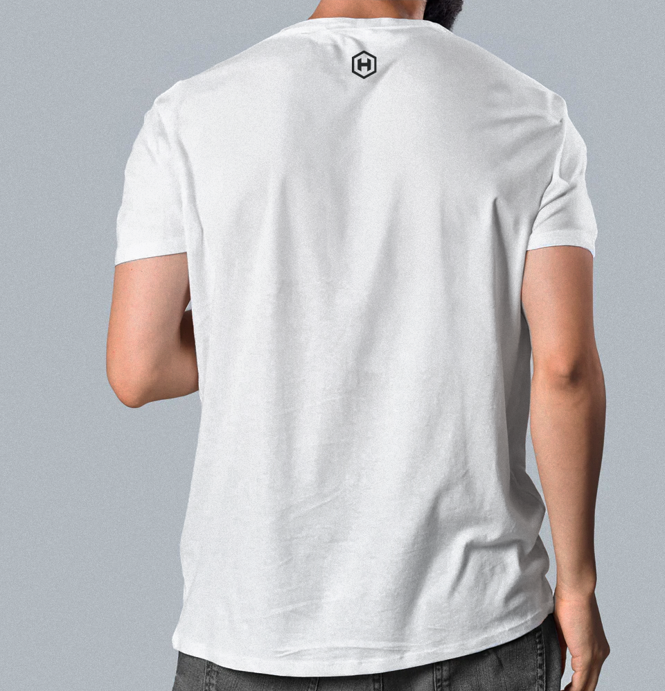 SUPAHUMN White T-Shirt Mens - Lifestyle Shot Two - Gym Wear South Africa